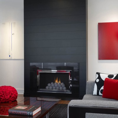 Black Glass Fireplace Design