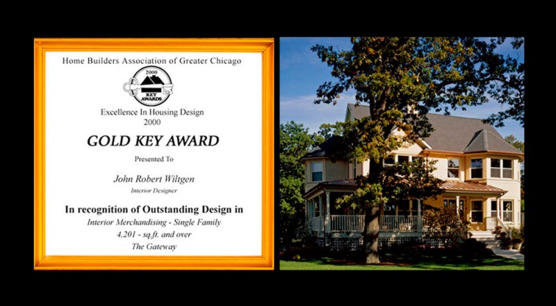 2000 Gold Key Award for interior merchandising - single family and picture of awarded work