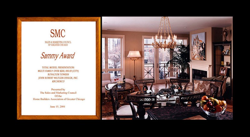 2001 Sammy Award for multi-family total model presentation and picture of sample work