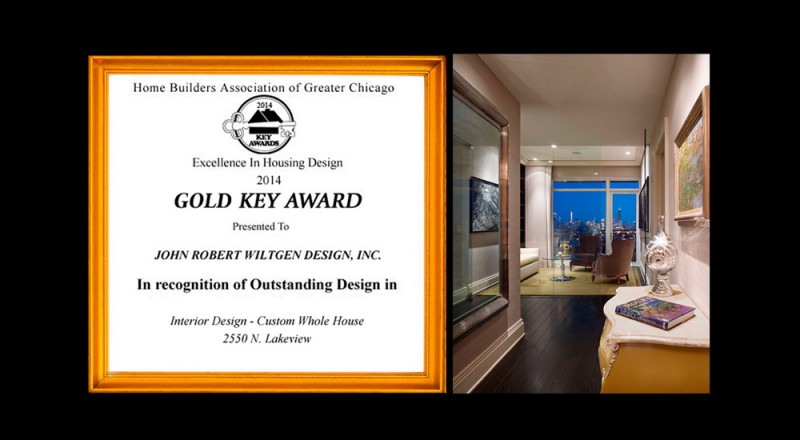 2014 Gold Key Award for outstanding design in custom whole house interior design and picture of awarded work