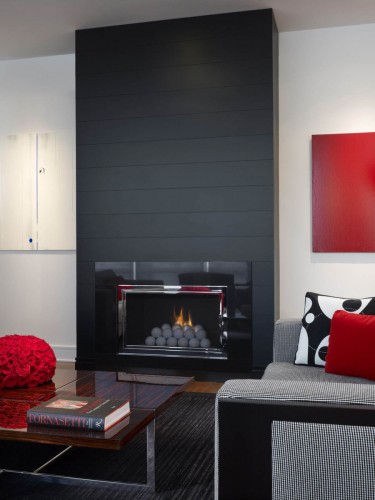 Black Glass Fireplace Design