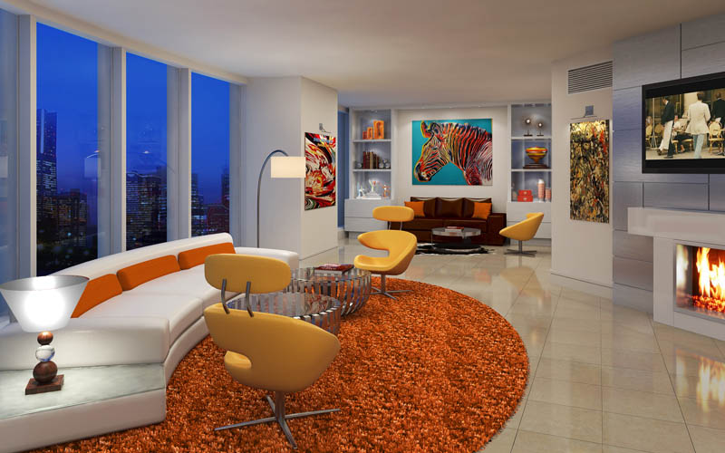 Creative Use of Orange In Living Area Design