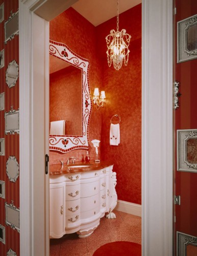 Luxurious Red And White Childs Bathroom