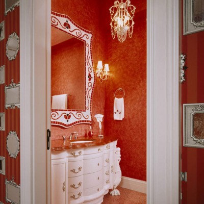 Luxurious Red And White Childs Bathroom