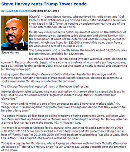 Steve Harvey Rents At Trump Tower Condo