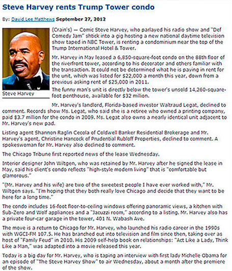 Steve Harvey Rents At Trump Tower Condo