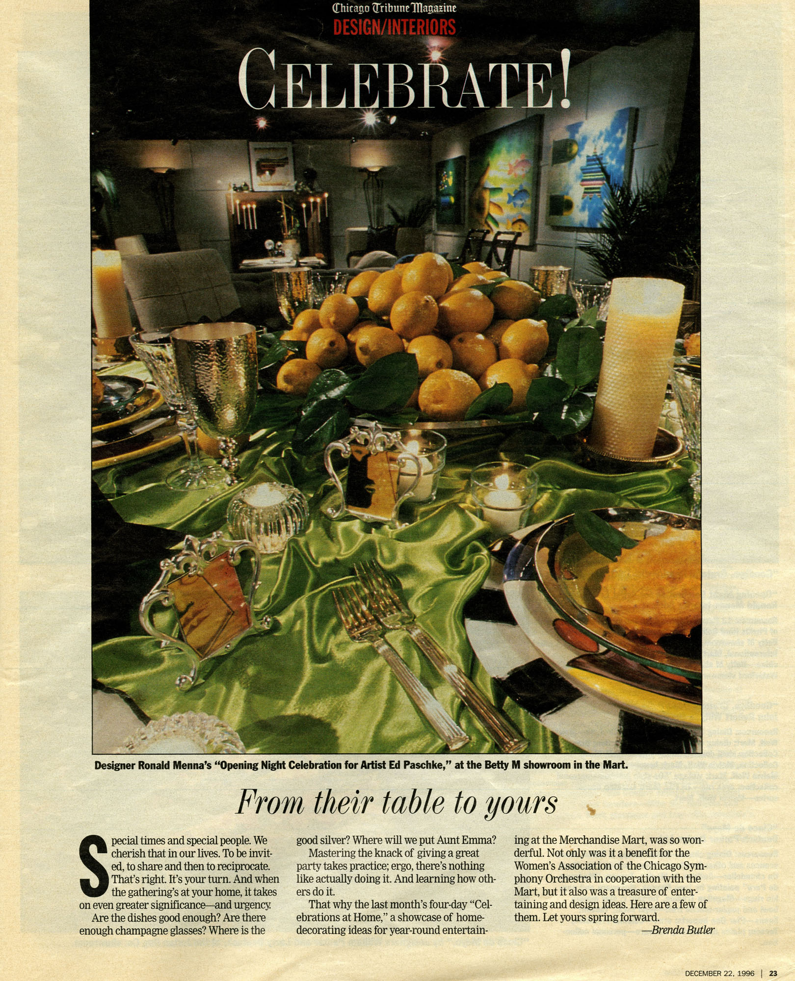 dec22,1996 chicago tribune magazine- From Their Table to Yours