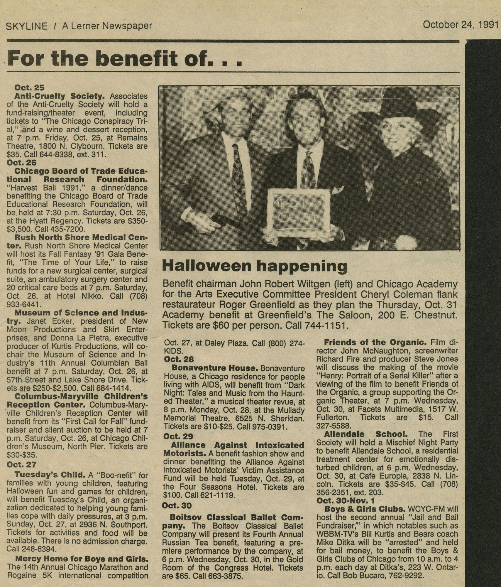 october24,1991 skyline, a lerner newspaper- For the benefit of...